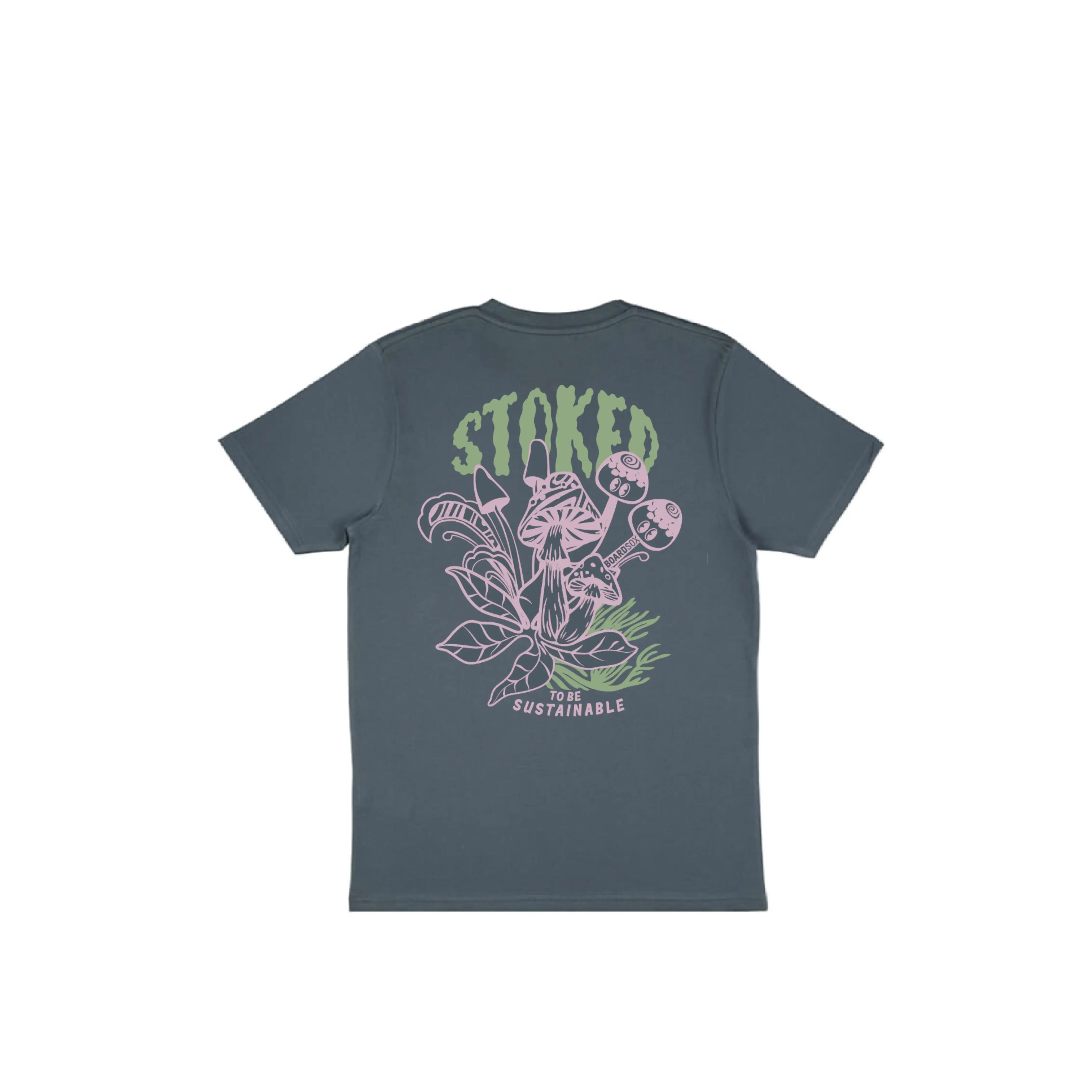 Stoked To be Sustainable T-Shirt - Charcoal BOARDSOX® Australia