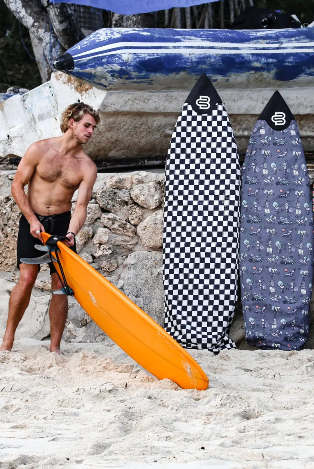 Checks Longboard - Boardsox Canvas Surfboard Cover - BOARDSOX®BoardSox Surfboard Cover