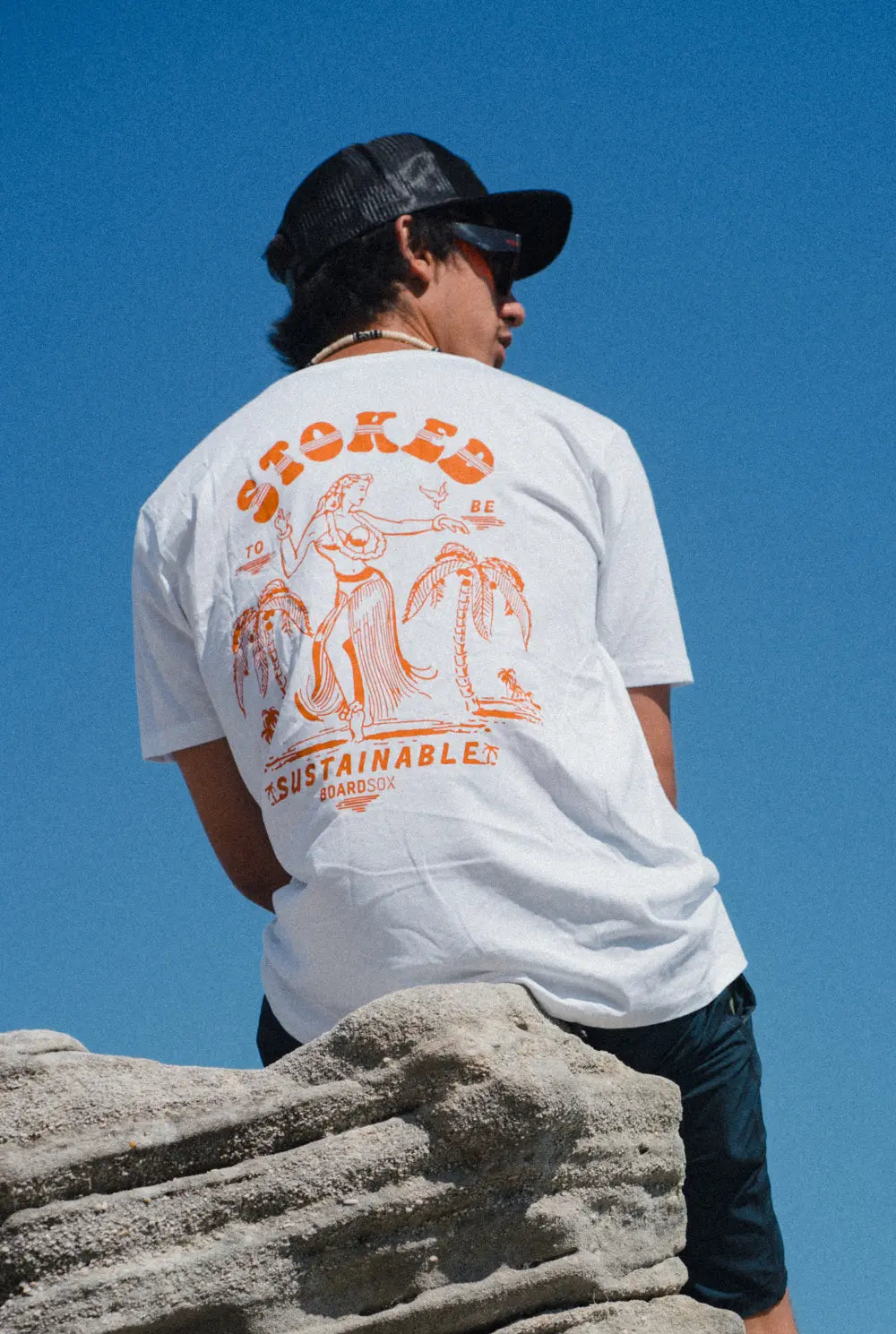 Stoked to Be Sustainable” T-Shirt | Retro Eco Surf Tee Australia - BOARDSOX®Clothing