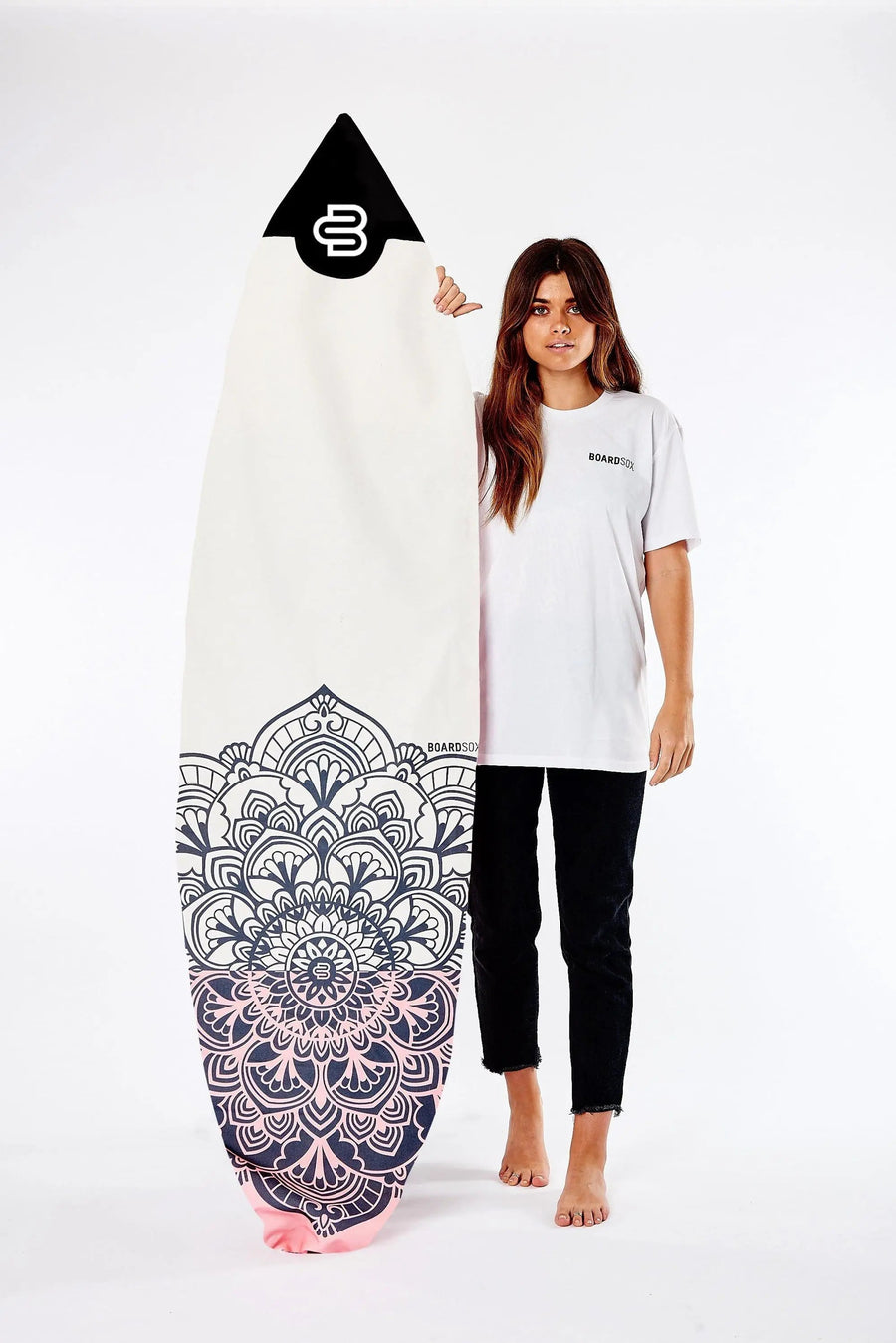 Mandala shortboard cover in 14oz recycled canvas by Boardsox
