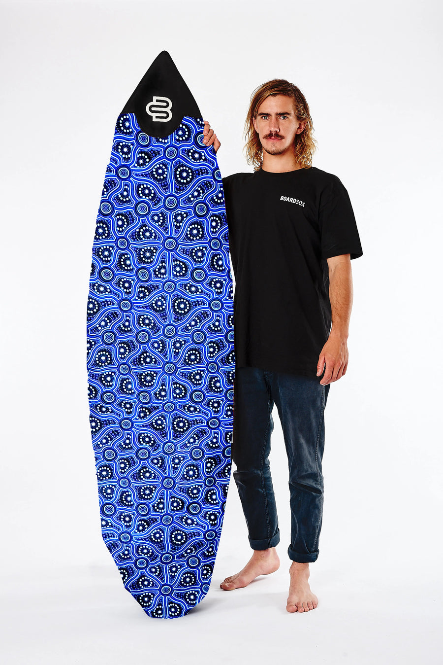 Saltwater Dreamtime shortboard cover in 14oz recycled canvas by Boardsox