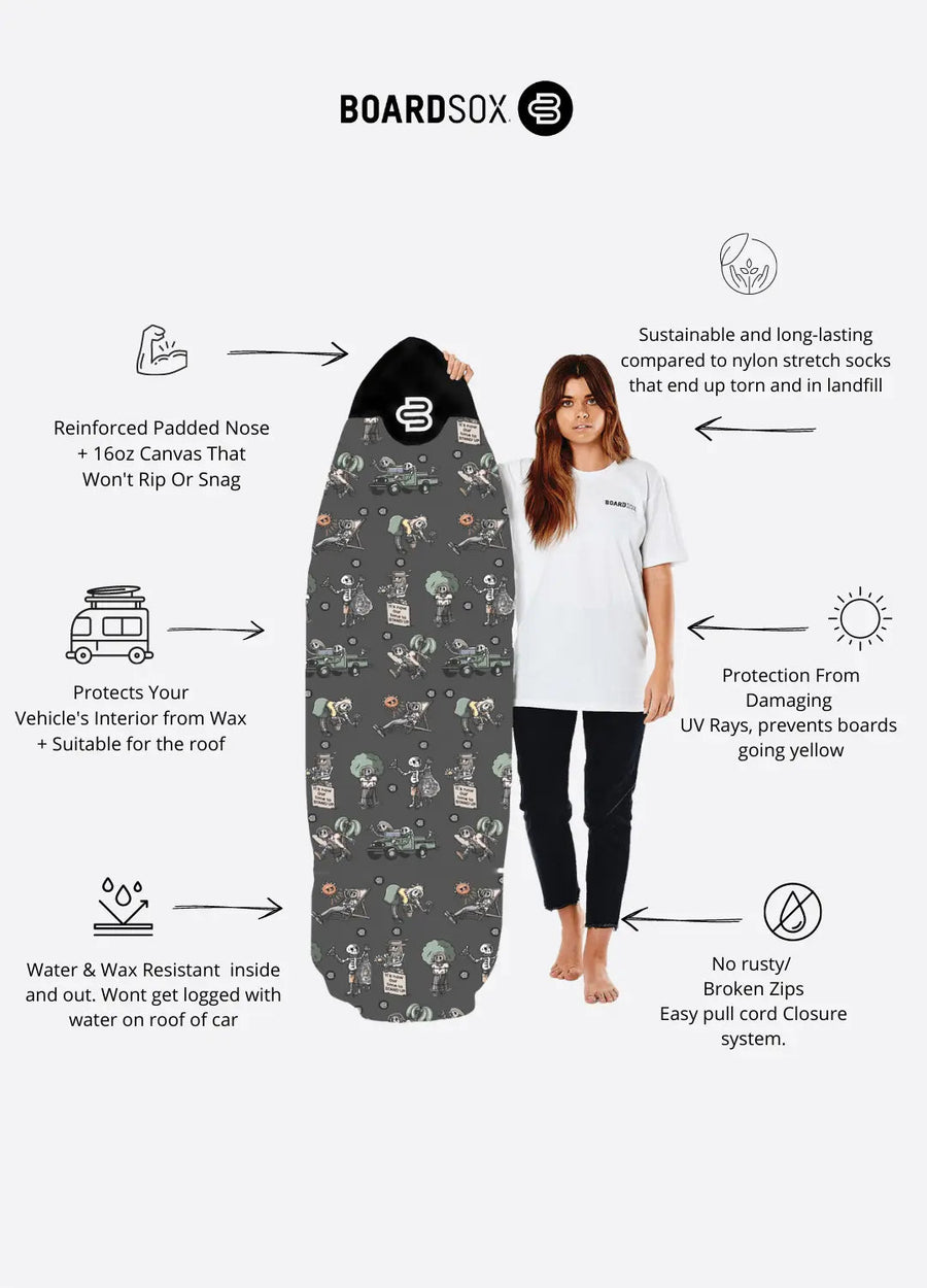 Skeletor longboard surfboard cover, available 7'0 to 10'0