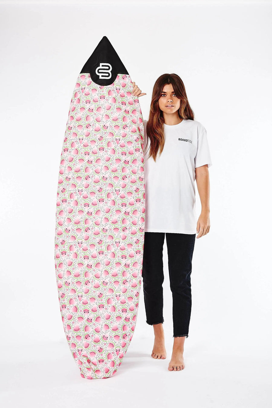 Watermelon shortboard cover in 14oz recycled canvas by Boardsox